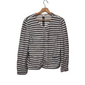 J.Crew Black & White Long Sleeve Striped Tweed  Women's Blazer Jacket Size M